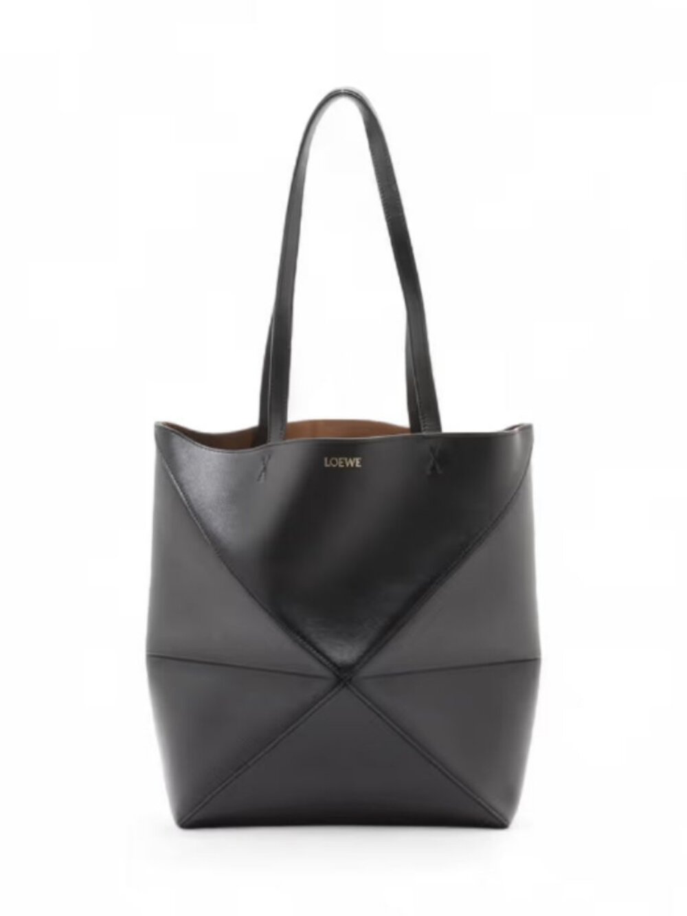 Loewe Puzzle Fold Medium Leather Tote Bag Black